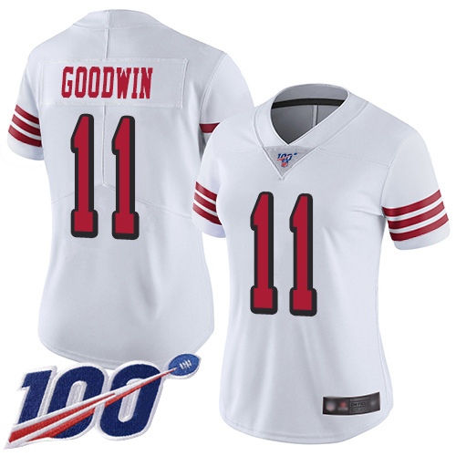 San Francisco 49ers Limited White Women #11 Marquise Goodwin NFL Jersey 100th Season Vapor Untouchable->san francisco 49ers->NFL Jersey